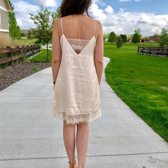 ONE LEFT//Sleeveless cami strap lace slip dress - Picture 2 of 4